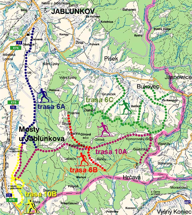 Lyžařská  mapa Hrčavy